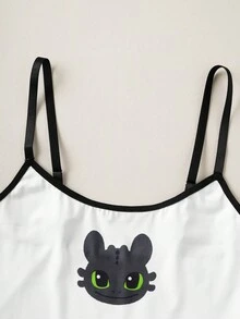 SHEIN How to Train Your Dragon طقم سترة وسروال داخلي مريح وجميل بنمط كرتوني للنساء - أبيض - مشاهدة 8