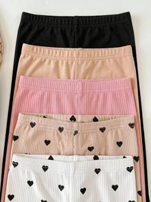 SHEIN 10pcs Set Baju dan Celana Panjang Rajut Warna Polos Motif Hati Kerah Berkerut untuk Bayi Perempuan Musim Gugur/Dingin - MultiWarna - View 3