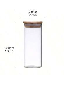 All-In-One Sealed Wooden Food Storage Tank With Lid, Food Container For Storing Pasta, Nuts And Flour, Kitchen Glass Jar, Storage Room Sorting And Storage, Glass Jar Width 6.5 - View 3