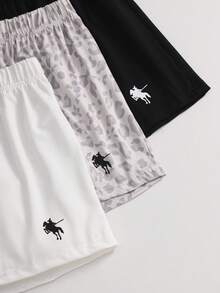 青少年女孩短褲，極簡休閒風，拼色抽繩鬆緊腰，Logo刺繡細節，百搭中腰直筒寬鬆運動短褲，適合夏季日常戶外健身 - 彩色 - 查看 6