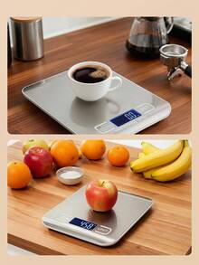 Báscula de cocina digital, capacidad máxima de 10 kg, precisión de 1 g, báscula de alimentos de acero inoxidable con función de tara, báscula de pesaje digital multunidades para repostería, cocina y preparación de comidas - Blanco - Ver 4