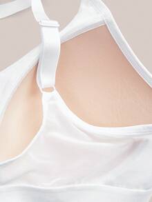 Barelissa 1 pieza Sujetador sin aros cómodo con relleno fino básico liso de copa grande talla grande - Blanco - Ver 3