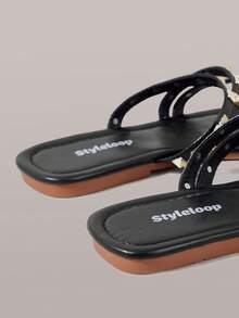 Styleloop Women's Flat Sandals, Bohemian, Beach Vacation, Western Wind, Summer Wear, Travel Essentials - dark - View 6