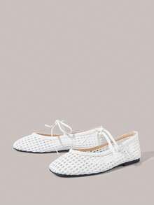 Styleloop Ladies Woven White Flat Shoes, Holiday Atmosphere, Summer Wear, A Must For Travel - White - View 2