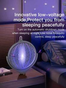 Teckwe Foldable Insect Racket Electric Fly Swatter USB Rechargeable Fly Killer Portable Bug Zapper Trap Lamp Fly Trap Indoor Outdoor;300mAh Rechargeable Battery; Shipping Without USB-C Data Cable Included - Multicolor - View 2