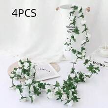 4 Pieces Of Ultra Long Simulated Rose Vines, Suitable For Indoor And Outdoor Wedding Arches, Villa Fences, Balcony Decorations, Staircase Handrails, Party Background Boards, Suitable For Home, Garden, Shopping Mall, Wedding And Festival Decoration - White - View 6