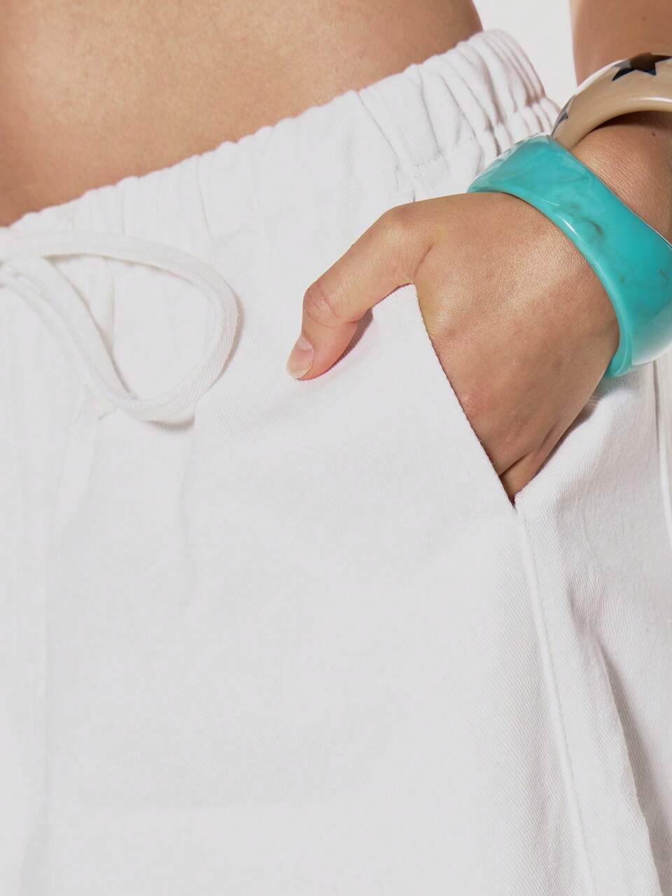 White Longline Oversized Denim Shorts