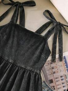 CosyJoli Damen-Freizeitbluse in großen Größen für den Sommer, süßes Top mit gewaschenem Schneeflockenmuster, Alltagskleidung zum Ausgehen, Strand und Urlaub, Dark Wash - Schwarz - Übersicht 5