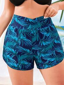 Swim Vcay Short asimétrico de talla para bikini de verano unicolor - Gris - Ver 3