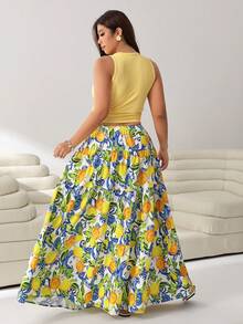 Solflare Conjunto de 2 piezas de falda maxi sin mangas amarilla talla grande - Multicolor - Ver 6