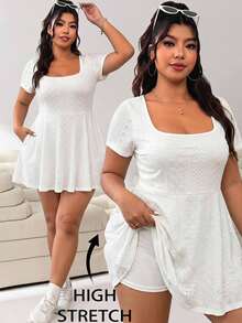 Solflare Plus Size Women Solid Color Casual Daily Outing Jumpsuit - White - View 1