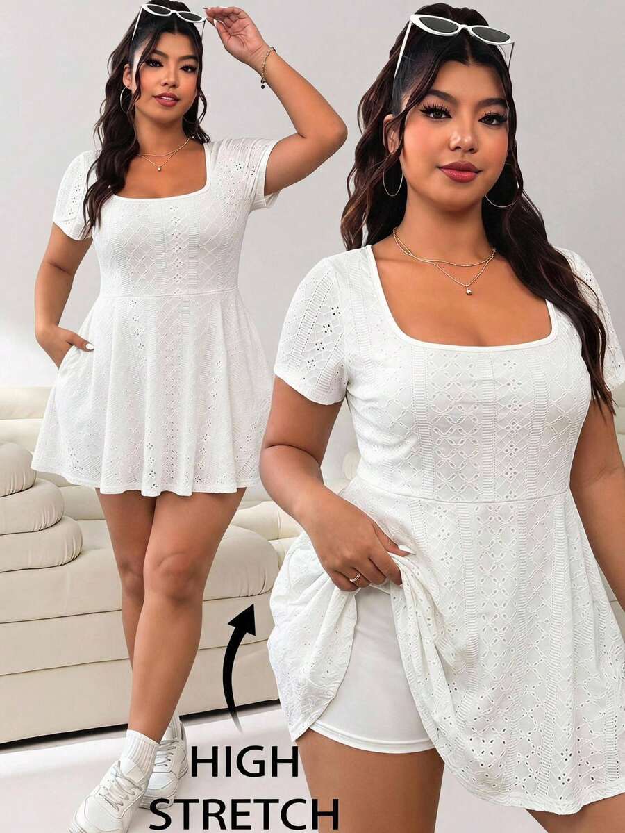 Solflare Plus Size Women Solid Color Casual Daily Outing Jumpsuit - White - View 1