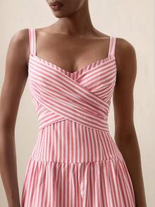 Briarwyn Women's Striped Ruffle Hem Cami Dress - Red and White - View 4