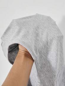 Body de manga corta blanco de punto para niñas preadolescentes, color liso, versátil, estilo callejero, para primavera/verano - Gris - Ver 3