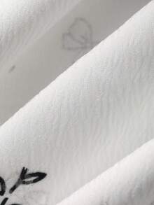 Dazy Plus 刺繡圖案抓皺緊身迷你洋裝，泡泡短袖，優雅白色春夏季約會女裝 - 白色 - 查看 6