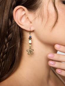 ROMWE Fairycore 2 buah Anting Batu Alam Motif Bunga Boho, Anting Liontin Logam Aneka Warna untuk Wanita, Cocok untuk Pesta Sehari-hari dan Musim Panas - MultiWarna - View 5