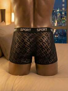 DrisQ Men's Naughty Solid Color Mesh Minimalist Casual Daily Wear Underwear - Black - View 2