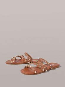 Styleloop Women's Flat Sandals, Bohemian, Beach Vacation, Western Wind, Summer Wear, Travel Essentials - Light brown - View 2