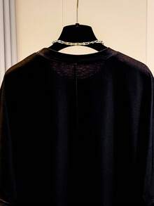 GlowEve Women's Rhinestone Decor Round Neck Loose Fit Short Sleeve T-Shirt - Black - View 6