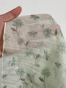 Flirla Plus Size Women Ruffle Trim Front Tie Ditsy Floral Vacation Shirt, Spring/Summer Gym Brown - Mint Green - View 4