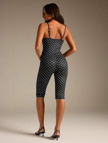 Athîral Women's Cute Black And White Polka Dot Casual Sexy Daily Brunch Vacation Outing Spaghetti Strap Jumpsuit Summer Everyday Holiday Going Out Weeken Gym - Multicolor - View 2