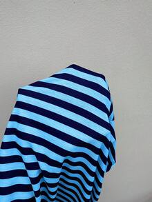 SHEIN EZwear 藍色條紋T恤與短褲2件套大尺碼 - 藍色 - 查看 9