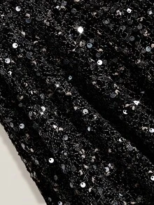 SHEIN ICON 女款單肩亮片休閒性感百搭上衣，適合日常、夜晚外出、派對、夜店、出遊，黑色夏季款 - 黑色 - 查看 7