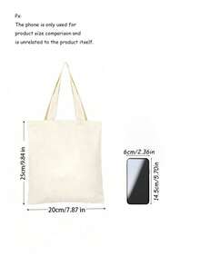 Multi-Size(Mini/S/M/L) Large Capacity Beige Canvas Tote Bag, Multipurpose Storage Handbag For Books & Stationery. Reusable As Party, Wedding, Baby Shower & Exhibition Gift Bag, Fit For DIY Painting, Embroidery And Sublimation Printing. - Beige - View 3