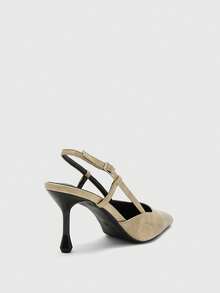CUCCOO BIZCHIC Elegant, Simple And Generous, Fashionable And Versatile, Casual Workplace Commuter Women's Rear Empty High-Heeled Shoes - Light Grey - View 9