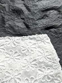 SHEIN Swim Swim Mod 女款優雅花卉蕾絲飾邊雙層荷葉邊罩衫洋裝，適合夏季海灘度假 - 白色 - 查看 3