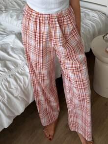 DAZY Women's Plaid Casual Daily Home Lounge Pants Pajama Bottoms - Red - View 4