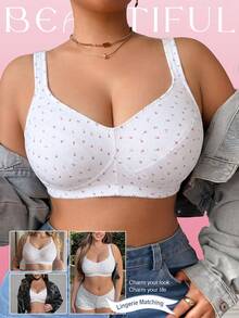 DesireSculpt Plus Size Wireless Bra Casual Comfortable Thin Bottom Push-Up Bra 1pc - White - View 7