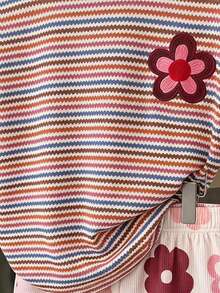 SHEIN 少女圓領短袖T恤與短褲休閒套裝 - 彩色 - 查看 7