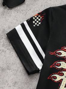 2pcs/Set Kaos Rajut Lengan Pendek Leher Bulat Motif Balap Jalanan Modis untuk Anak Laki-Laki & Celana Panjang Olahraga, Kain Nyaman, Pas, Gaya Baru Musim Semi/Panas, Cocok untuk Berbagai Musim dan Acara - Merah - View 7