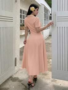 Modelyn Women's Solid Color Knit Midi Dress - Pink - View 2