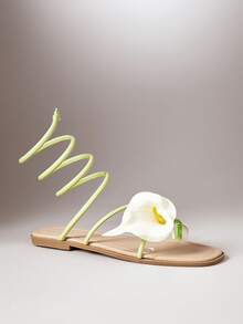 VACAZURE Sandals bệt thời trang nữ thiết kế dây buộc đa năng dùng hàng ngày - Màu xanh Bạc hà - Xem 5
