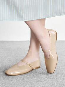 CUCCOO BIZCHIC 女款時尚通勤百搭休閒瑪麗珍平底鞋，聖誕春季鞋 - 淺杏色.. - 查看 4