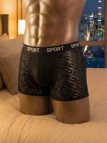 DrisQ Men's Naughty Solid Color Mesh Minimalist Casual Daily Wear Underwear - Black - View 3