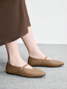 CUCCOO BIZCHIC 女款時尚通勤百搭休閒瑪麗珍平底鞋，聖誕春季鞋 - 鏽棕色. - 查看 5