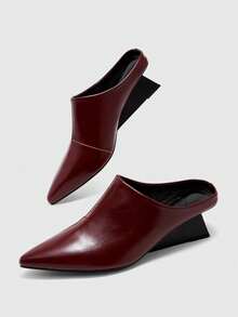 CUCCOO BIZCHIC Women Shoes Fashion Versatile Commuter Pointed Wedge Heel Shoes - Burgundy - View 10