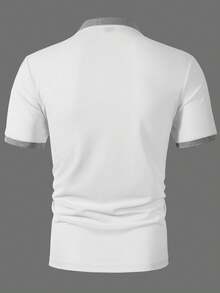 Manfinity Homme 男士短袖領 Polo 衫，適合辦公室、外出與聚會 - 白色 - 查看 2