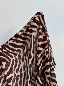 Lavishia Chemise en mousseline de soie sans manches à imprimé zébré à la mode pour femmes, convient pour l'été, les vacances, les fêtes et les tenues décontractées - Marron - Voir 8