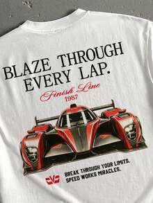 Manfinity ZONE917 Boxy Cropped Loose F1 Formula Racing White Short Sleeve T-Shirt - White - View 2