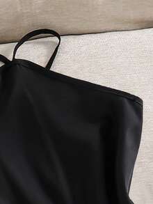 SHEIN Atasan Halter untuk Remaja Putri, dengan Hiasan Renda, Cocok untuk Sehari-hari & Acara Jalan-jalan - Hitam - View 5