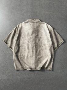 ROMWE MEN Men's Tiger Pattern Single-Breasted Casual Versatile Daily Denim Jacket - Grey - View 2