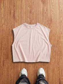 Manfinity Joysei Top de tirantes corto rosa ultra holgado de talla estándar - Rosa Pálido - Ver 2