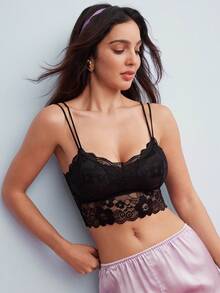 Elorette Floral Lace Bralet - Black - View 6