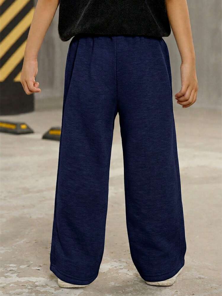 Bubblio Young Boys Clothes 1-Pack Young Boys Casual College Comfortable Fashionable Simple Street Loose Version Practical And Versatile Pleated Sweatpants Trousers Comfortable And Thick Suitable For Daily Use Suitable For School Suitable For Travel Suitable For Sports Suitable For Spring, Summer, Autumn And Winter Seasons Suitable For School Start, Back To School Season, Opening Ceremony. - Navy Blue - View 5