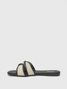 CUCCOO BIZCHIC Women's Fashion Black Buckle Color Matching Flat Sandals Spring Shoes Summer - Black - View 9
