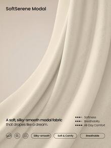 GLOWMODE 28吋小碼 SoftCalm 莫代爾絲般觸感寬腿高腰休閒長褲，附側口袋，日常休閒，春夏款 - 白色 - 查看 5